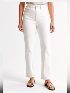 Women’s Abercrombie & Fitch Jeans The Ankle Straight Ultra High Rise White Sz 28
